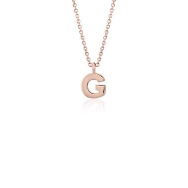 “G” mini initial pendant set in 14K rose gold at Blue Nile  