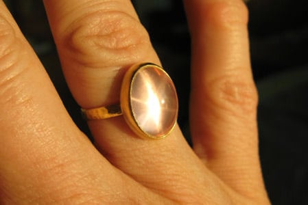 Star Rose Quartz Ring in 22k gold