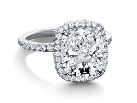 Floral micropavé halo diamond engagement ring by Steven Kirsch