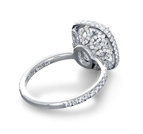 Floral micropavé halo diamond engagement ring by Steven Kirsch