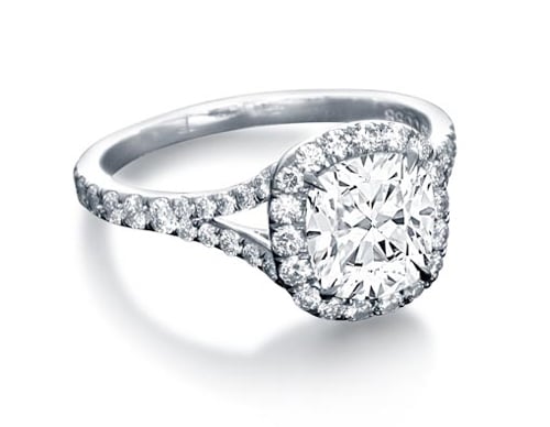 Split-shank halo diamond engagement ring by Steven Kirsch
