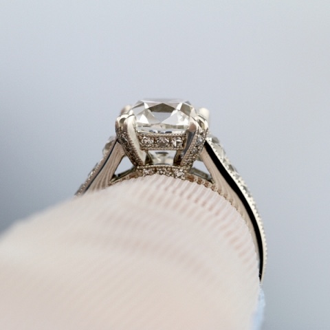 SunshineRn's French cut 3.04ct diamond setting side view