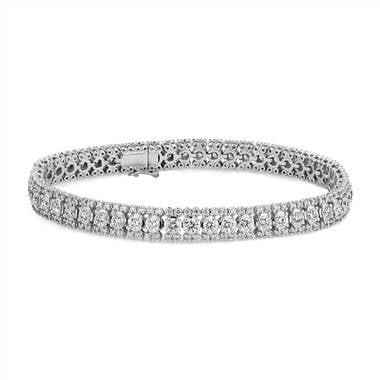 Diamond triple row tennis bracelet set in 14K white gold at Blue Nile 