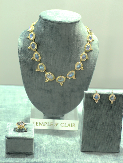 Temple St. Clair moonstone earrings and ring JCK Luxury Elite Enclave 2011