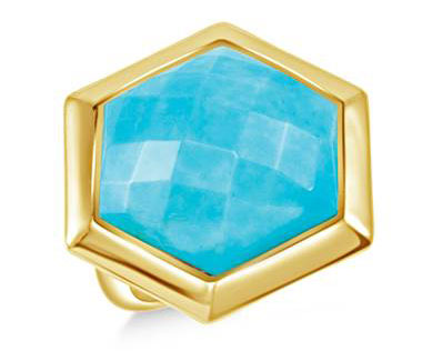 Turquoise Faceted Gemstone Geometric Ring in 18K Yellow Vermeil (22 mm)