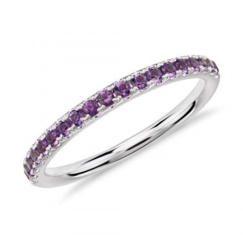 Riviera Pave Amethyst Ring in 14k White Gold at Blue Nile