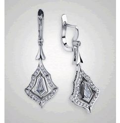 Victor Canera Kite Shaped Pave Dangle Earrings