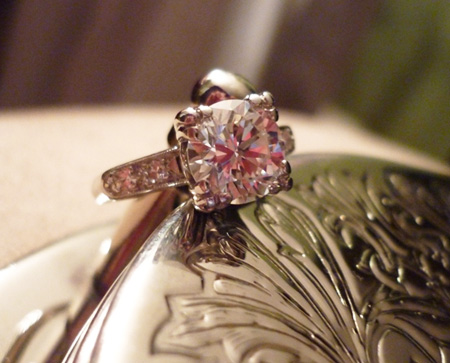 Diamond engagement ring in vintage setting