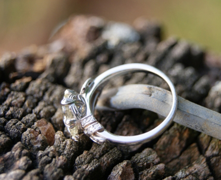 profile shot of vintage style diamond ring