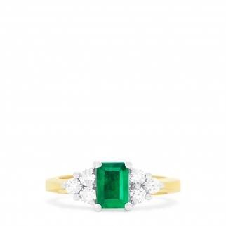 Get Inspired: Brasilica two-tone emerald and diamond ring set in 14K yellow gold at EFFY 