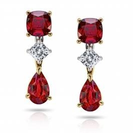 Ruby and diamond earrings set in 18K white gold 