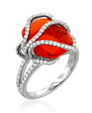 Yael Designs Lyra Collection Opal and Diamond Ring, 2012 AGTA Spectrum Award Winner