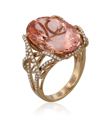 Yael Designs Lyra Collection Morganite and Diamond Ring