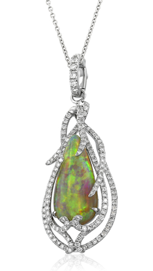 Yael Designs Lyra Collection Opal and Diamond Pendant
