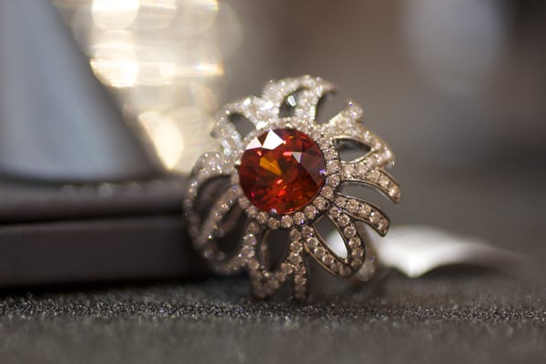 Yael Designs Spessartite garnet and diamond cocktail ring