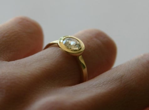 Rose Cut Diamond Ring in Yellow Gold Bezel Setting