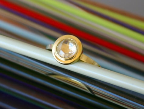 Rose Cut Diamond Ring in Yellow Gold Bezel Setting