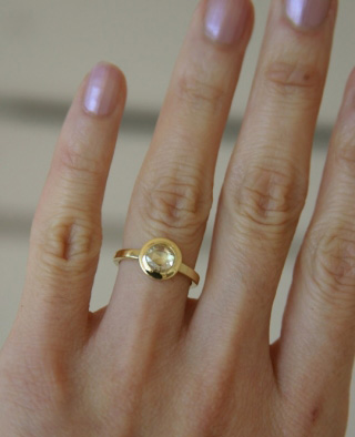 Rose Cut Diamond Ring on the hand