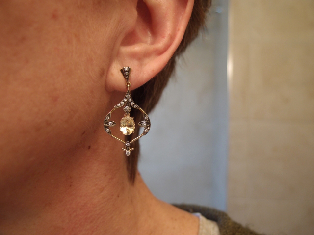 Antique-inspired sapphire and diamond earrings - Image by canuk-gal