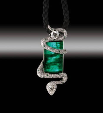 Zannetti Emerald Diamond Snake Pendant