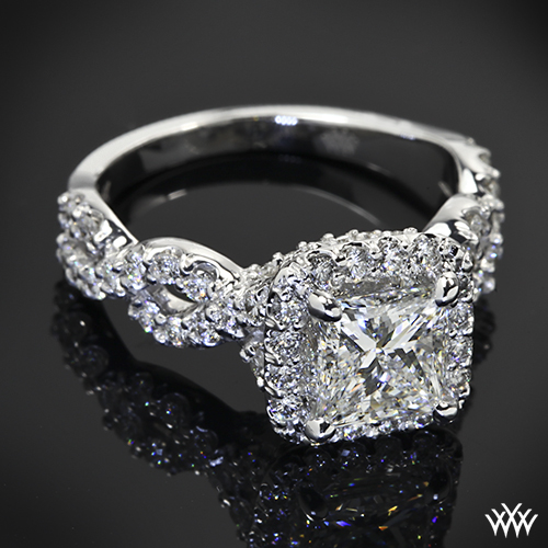 Custom 4 Prong Cushion Halo Diamond Engagement Ring | PriceScope