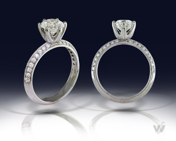 Pave Knife Edge Solitaire Pave Knife Edge Solitaire