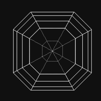 the actual facets of an asscher from the top view