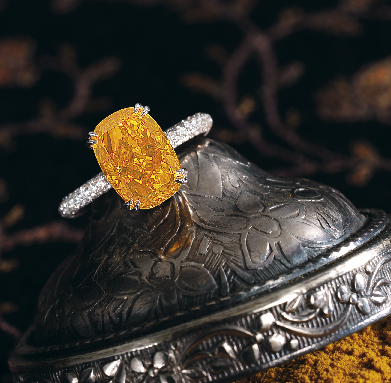 4.19-carat Orange Diamond Ring sold at Sotheby's for $2.96 million.