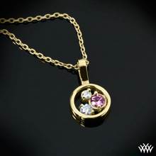 0.15ctw 18k Yellow Gold Petite "Dreams of Africa™" Diamond Pendant (2 ACA melee & 1 Pink Sapphire) | Whiteflash