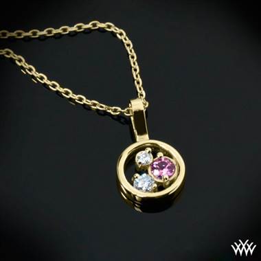 0.15ctw 18k Yellow Gold Petite "Dreams of Africa™" Diamond Pendant (2 ACA melee & 1 Pink Sapphire)