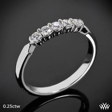 0.25ctw 14k White Gold Five Stone Shared-Prong Diamond Wedding Ring