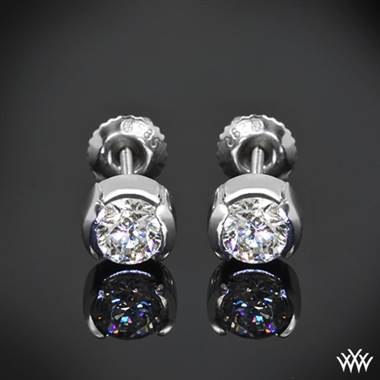 0.25ctw 18k White Gold "Half-Bezel" Diamond Earrings (G-SI)