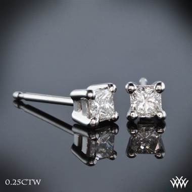 0.25ctw 18k White Gold Princess Diamond Earrings