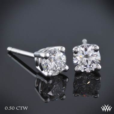 0.50ctw 14k White Gold 4 prong Diamond Basket Earrings - (H/I-SI)