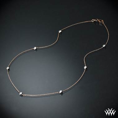0.50ctw 18k Rose Gold "Whiteflash by the Yard" Diamond Necklace with 18k White Gold Bezels