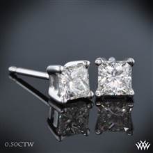 0.50ctw 18k White Gold Princess Diamond Earrings | Whiteflash