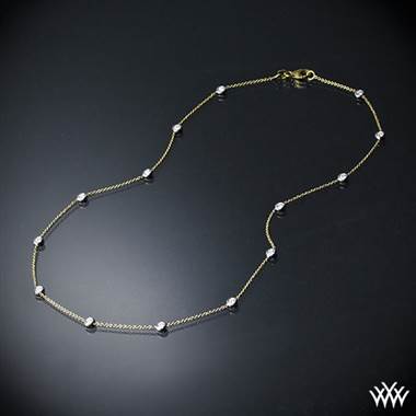 0.75ctw 18k Yellow Gold "Whiteflash by the Yard" Diamond Necklace with 18k White Gold Bezels