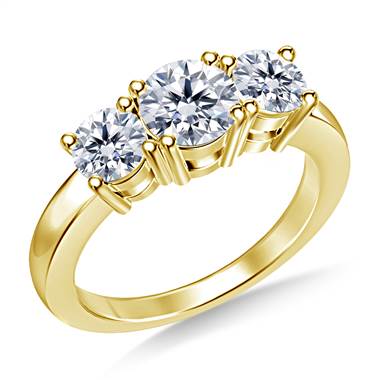 1.00 ct. tw. 14K Yellow Gold Prong-Set Three Stone Diamond Ring