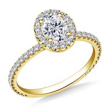 1.00 ct. tw. Oval Cut Diamond Halo Engagement Ring in 14K Yellow Gold
