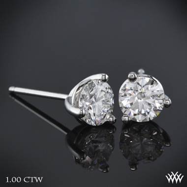 1.00ctw 14k White Gold 3 Prong Diamond Earrings - (H/I-SI)