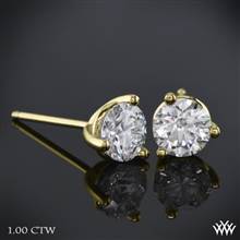 1.00ctw 14k Yellow Gold 3 Prong Diamond Earrings - (H/I-SI) | Whiteflash