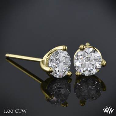 1.00ctw 14k Yellow Gold 3 Prong Diamond Earrings - (H/I-SI)