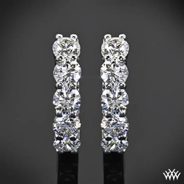 1.00ctw 18k White Gold "Shared-Prong" Diamond Hoop Earrings