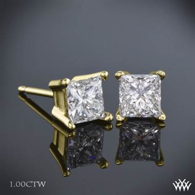 1.00ctw 18k Yellow Gold Princess Diamond Earrings