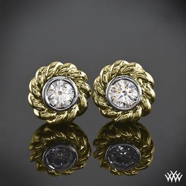 1.00ctw 18k Yellow Gold w/ plat. bezel Braid Diamond Earrings