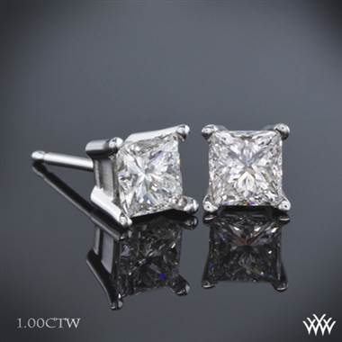 1.00ctw Platinum Princess Diamond Earrings