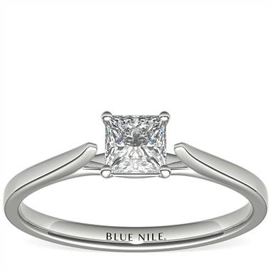 "1/2 Carat Astor Princess-Cut Petite Cathedral Solitaire in Platinum (F/VS2) Ready-to-Ship"