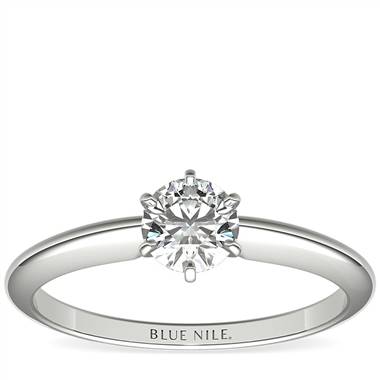 1/2 Carat Classic Six-Prong Solitaire Engagement Ring in 14k White Gold (I/SI2) Ready-to-Ship