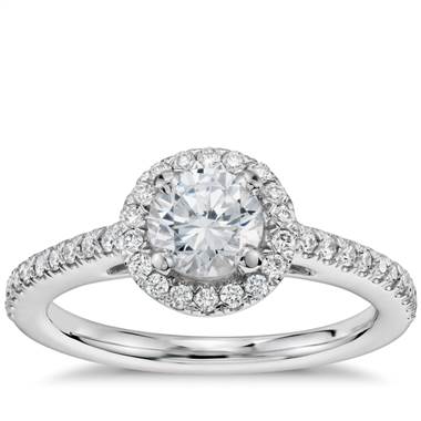 1/2 Carat Ready-to-Ship Classic Halo Diamond Engagement Ring in 14k White Gold