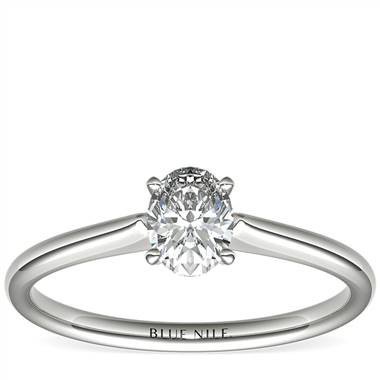 1/2 Carat Ready-to-Ship Oval-Cut Petite Solitaire Engagement Ring in Platinum